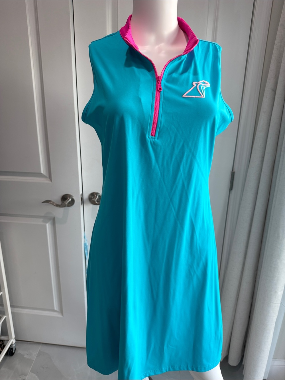 Carnival Sleeveless Swim Dress with Pink Trim - Turquoise